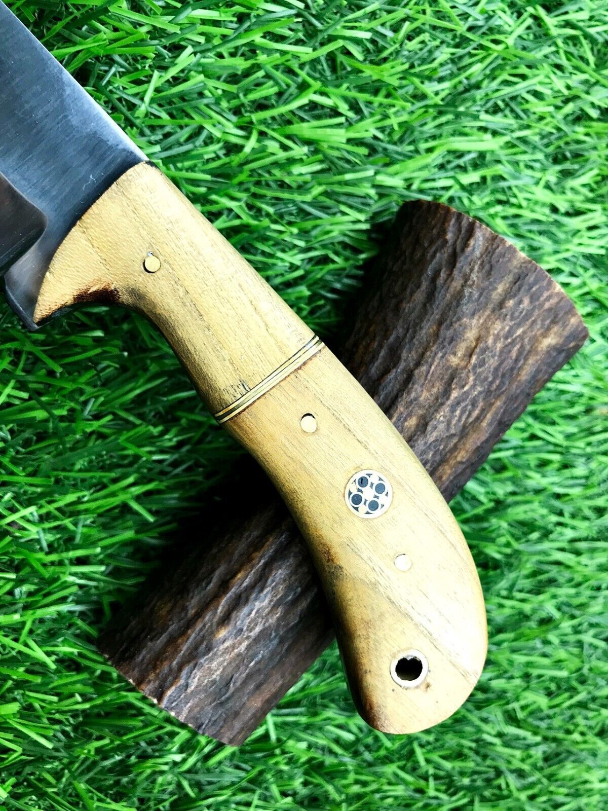 8"  Stainless Steel Skinner Hunting Knife with Wood Handle & Leather Sheath