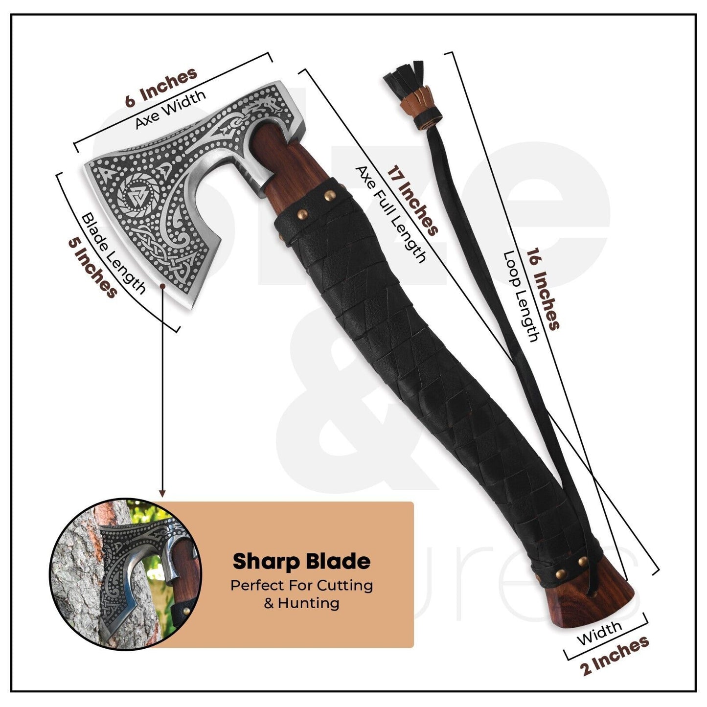 Hand Forged Damascus Steel Viking Bearded Axe Battle Ready Camping Hatchet with Leather Sheath