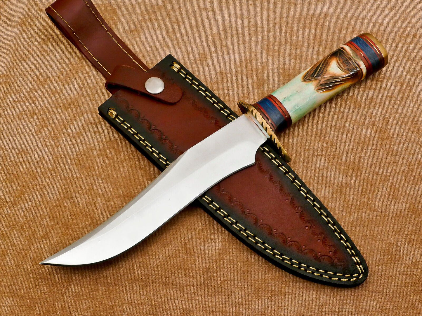 Handmade D2 Clip Point Fixed Blade Bowie Knife – 12-Inch Hunting & Survival Knife