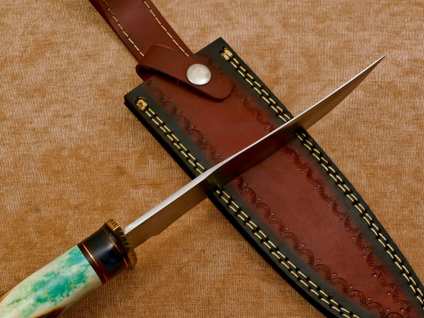 Handmade D2 Clip Point Fixed Blade Bowie Knife – 12-Inch Hunting & Survival Knife