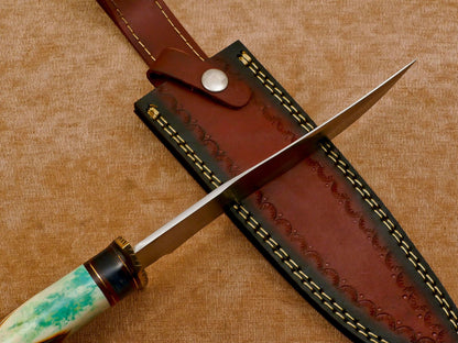 Handmade D2 Clip Point Fixed Blade Bowie Knife – 12-Inch Hunting & Survival Knife