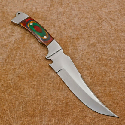 Hand Made D2 Steel Full Tang 12-Inch Bowie Hunting Knife – Steel Guard