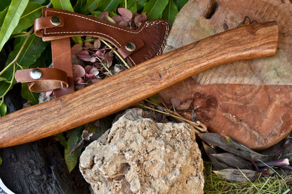 Handmade High Carbon Steel Vikings Axe – Etched Blade with Walnut Wood Handle & Leather Wrap