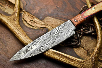Hand Made Damascus Steel Chef Kitchen Knife | Full Tang Hard Wood Handle