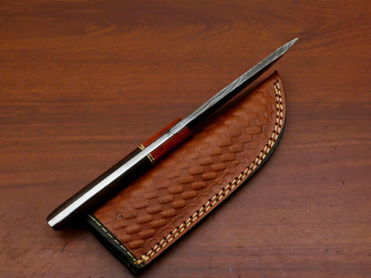 8.5" Handmade Damascus Fixed Blade Hunting Knife – Rosewood & Pakka Wood Handle | Heritage Forge