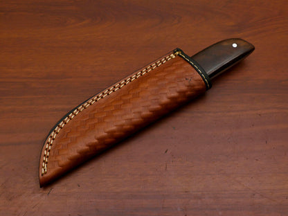 8.5" Handmade Damascus Fixed Blade Hunting Knife – Rosewood & Pakka Wood Handle | Heritage Forge