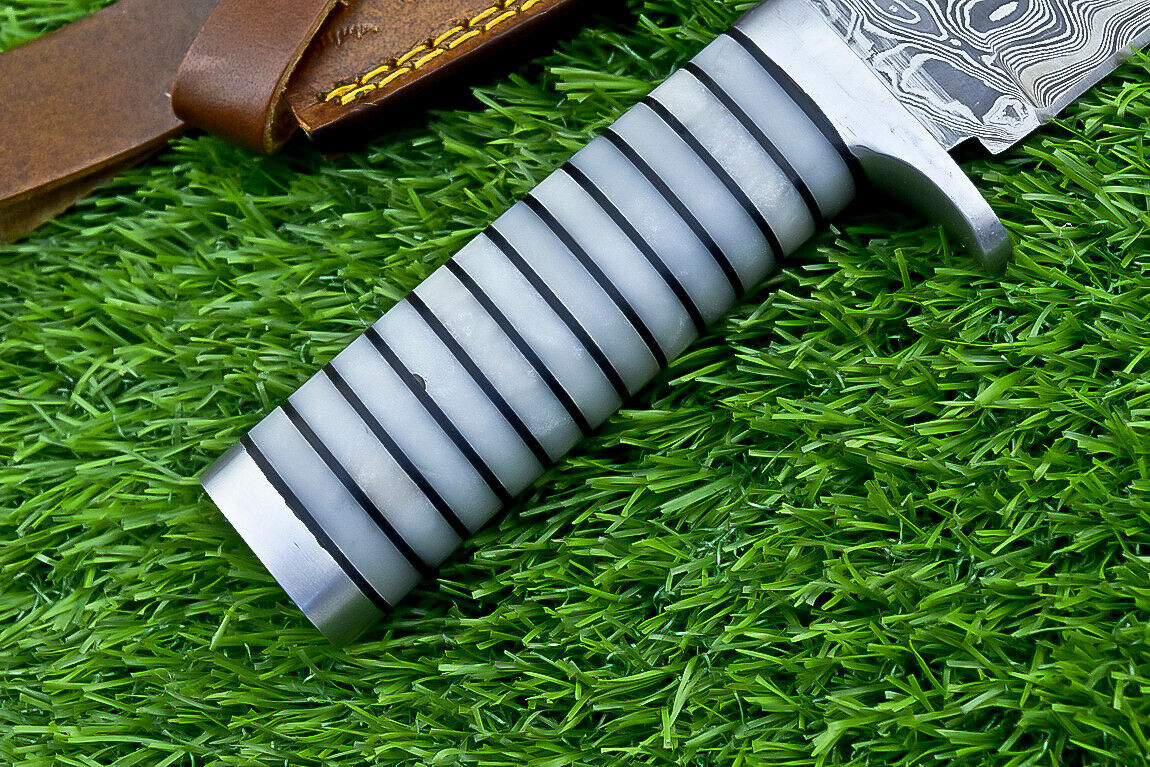 Heritage Forge Damascus Steel Bowie Knife with Resin Handle for Hunting and Camping