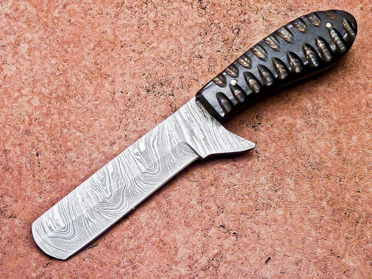 Hand Forged Damascus Steel Bull Cutter Knife Custom Cowboy Bull Cutter Knife with Wood Handle