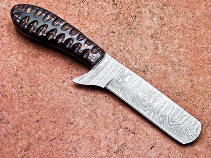 Hand Forged Damascus Steel Bull Cutter Knife Custom Cowboy Bull Cutter Knife with Wood Handle