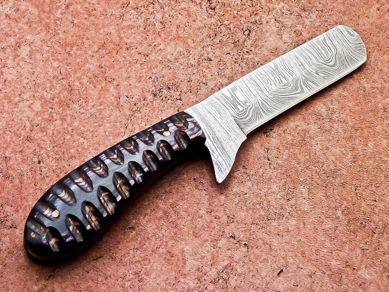 Hand Forged Damascus Steel Bull Cutter Knife Custom Cowboy Bull Cutter Knife with Wood Handle