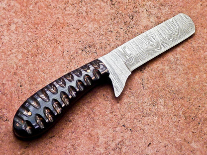 Hand Forged Damascus Steel Bull Cutter Knife Custom Cowboy Bull Cutter Knife with Wood Handle