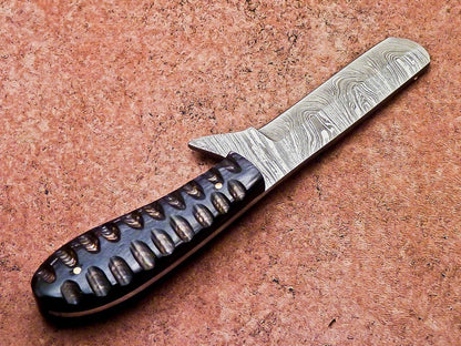 Hand Forged Damascus Steel Bull Cutter Knife Custom Cowboy Bull Cutter Knife with Wood Handle