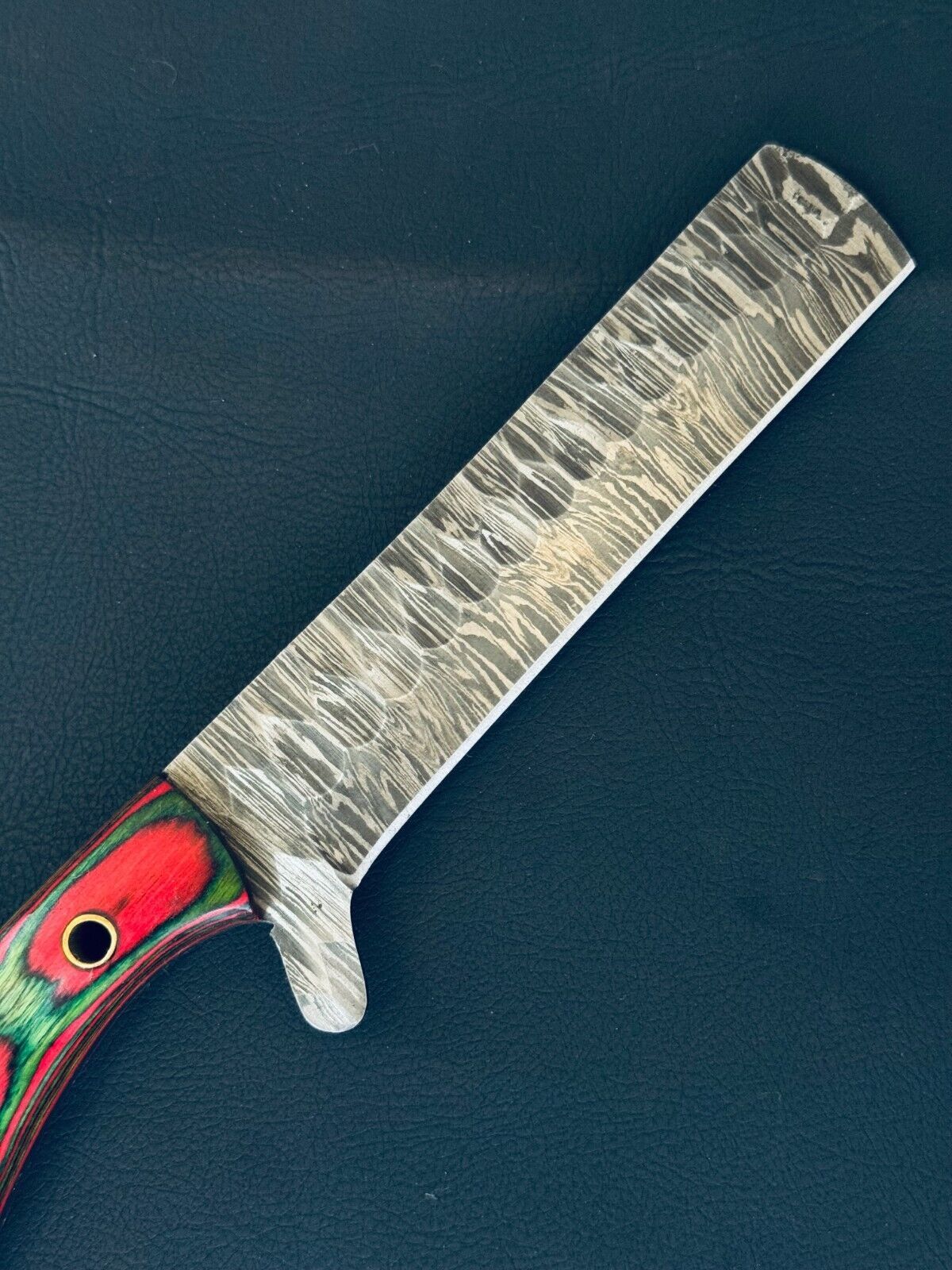 12" Cowboy Bull Cutter Knife Fire Storm Damascus Steel Bull Cutter Knife With Wood Handle