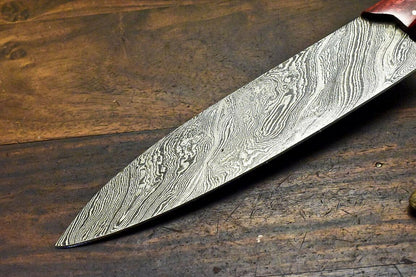Hand Forged Damascus Steel Hunting & Chef Knife – 12.9" Blade with Hardwood Handle