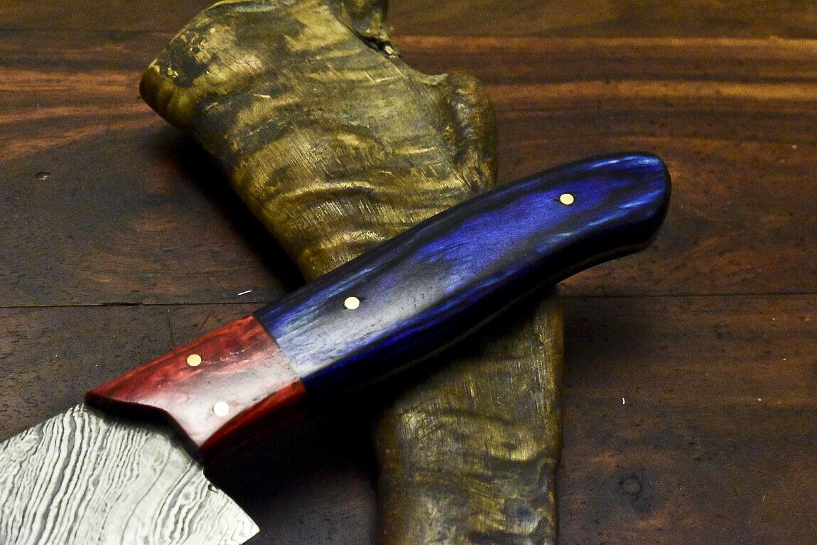 Hand Forged Damascus Steel Hunting & Chef Knife – 12.9" Blade with Hardwood Handle