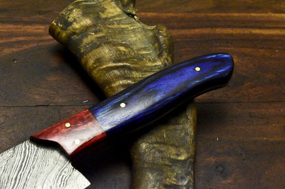 Hand Forged Damascus Steel Hunting & Chef Knife – 12.9" Blade with Hardwood Handle