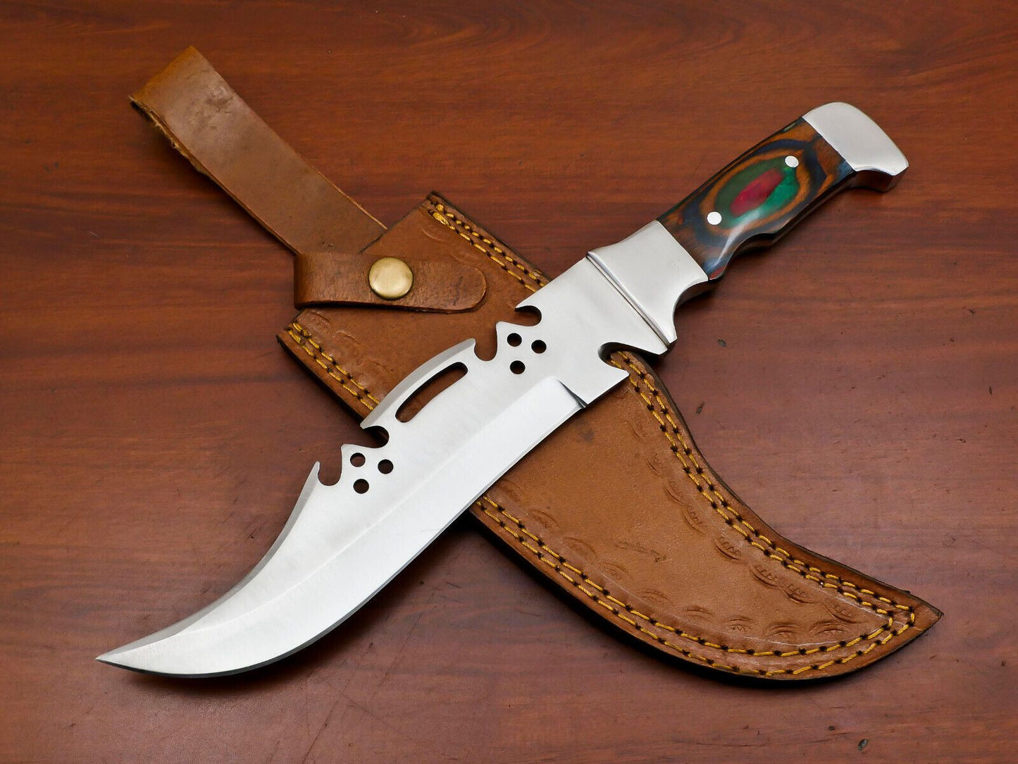 Handmade D2 Steel Bowie Hunting Knife – Full Tang with Steel Handle
