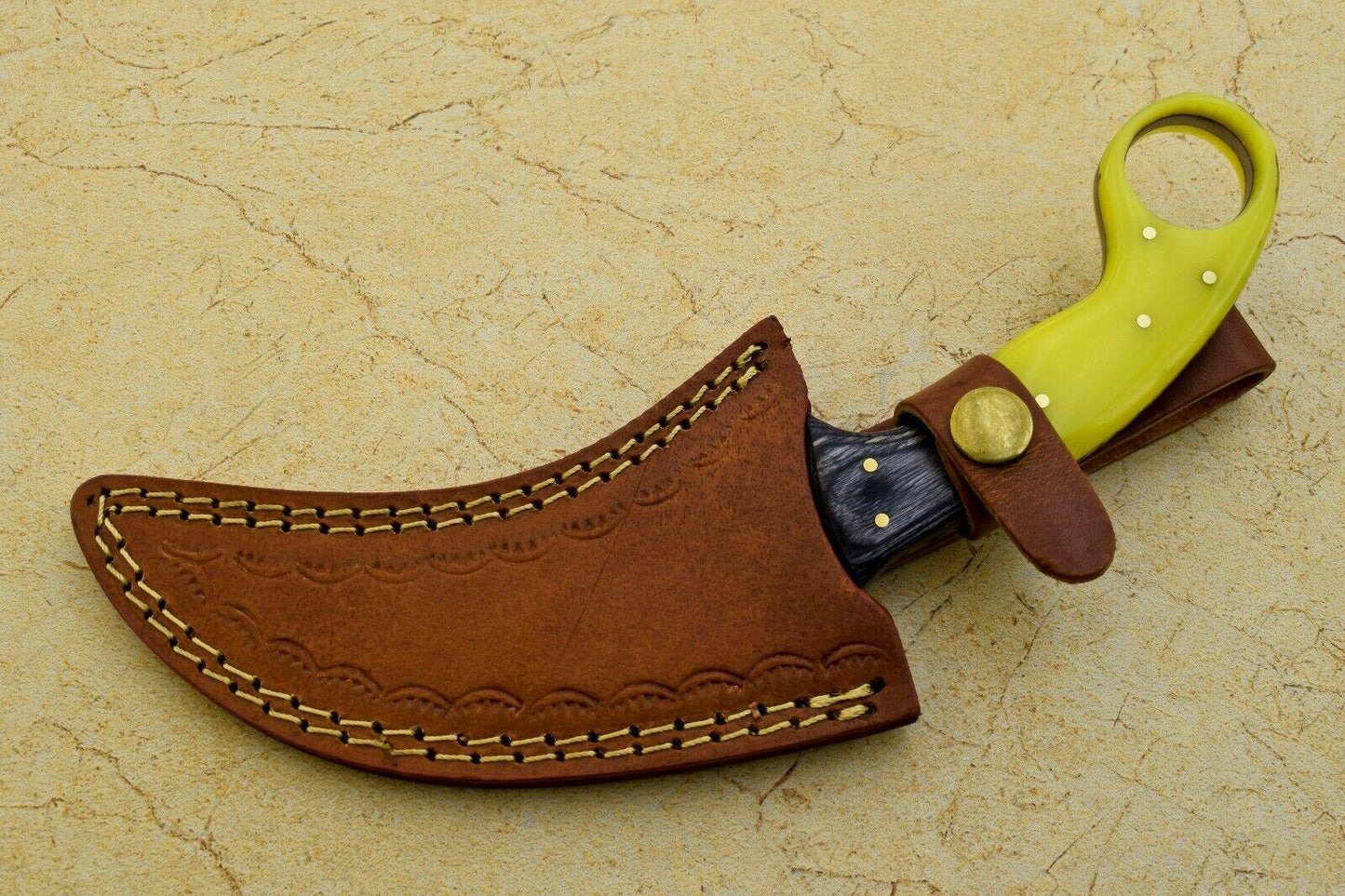 9" Handmade Damascus Karambit Best Karambit Damascus Steel Knife With Wood and Resin Handle