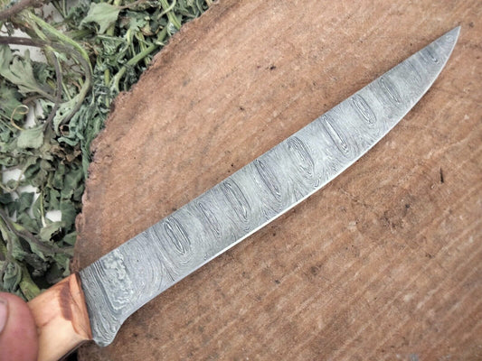 Custom Handmade Damascus Fillet Knife Damascus Steel Knife W/Leather Sheath