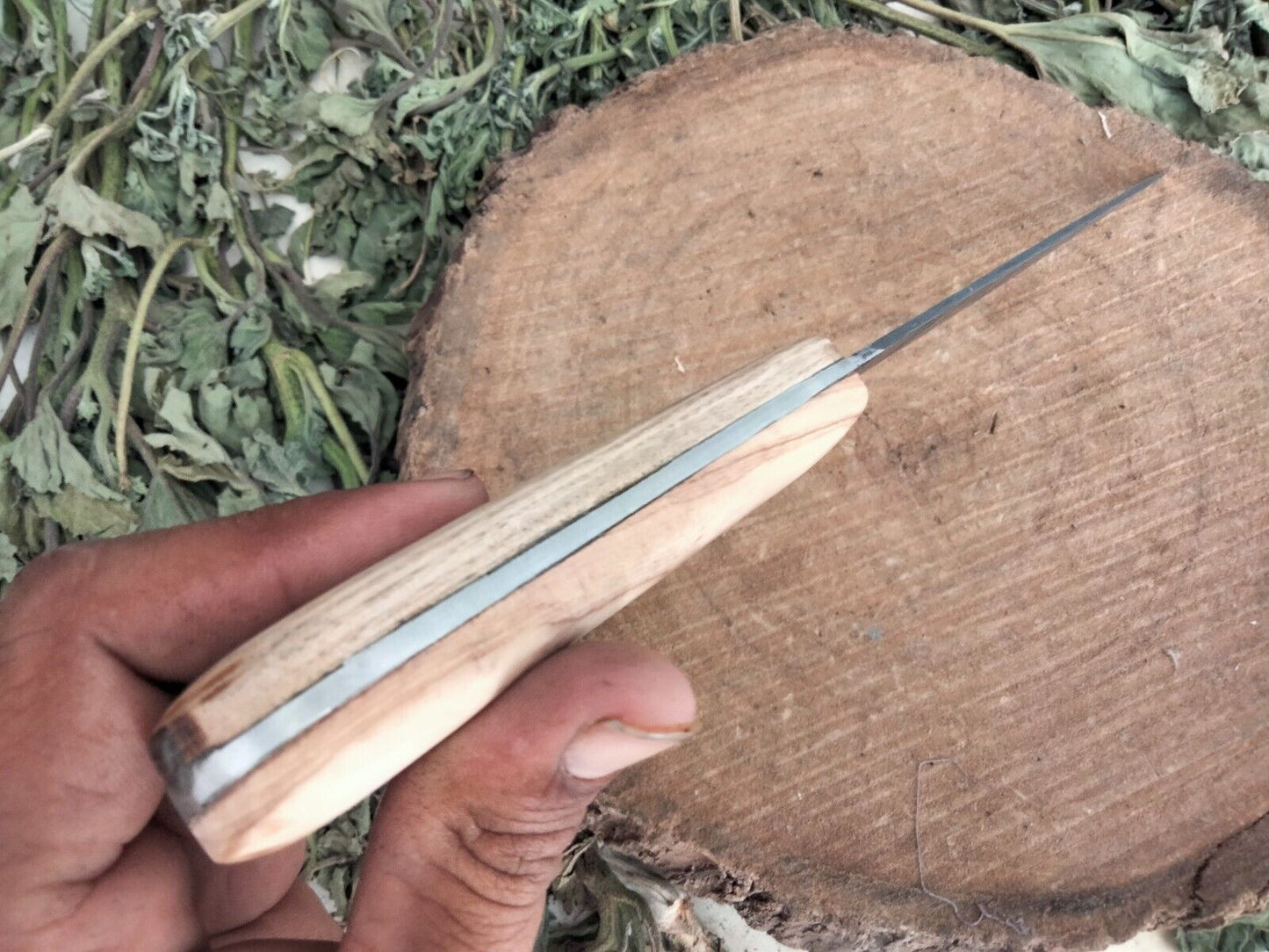 Custom Handmade Damascus Fillet Knife Damascus Steel Knife W/Leather Sheath