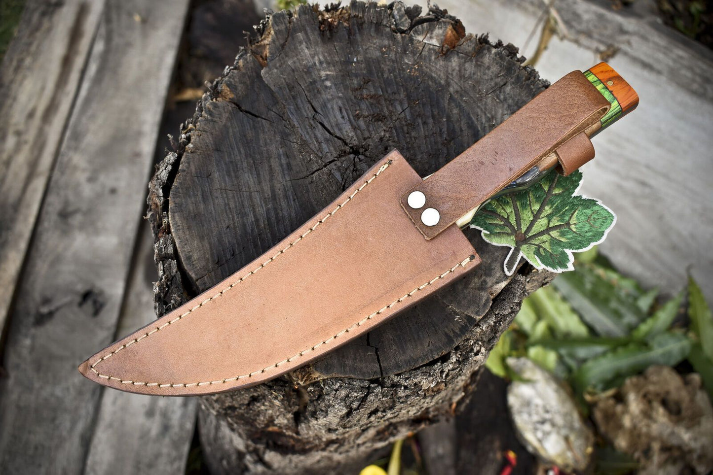 Hand Crafted Hunting Skinner Knife Twist Damascus Mixed Material Gift