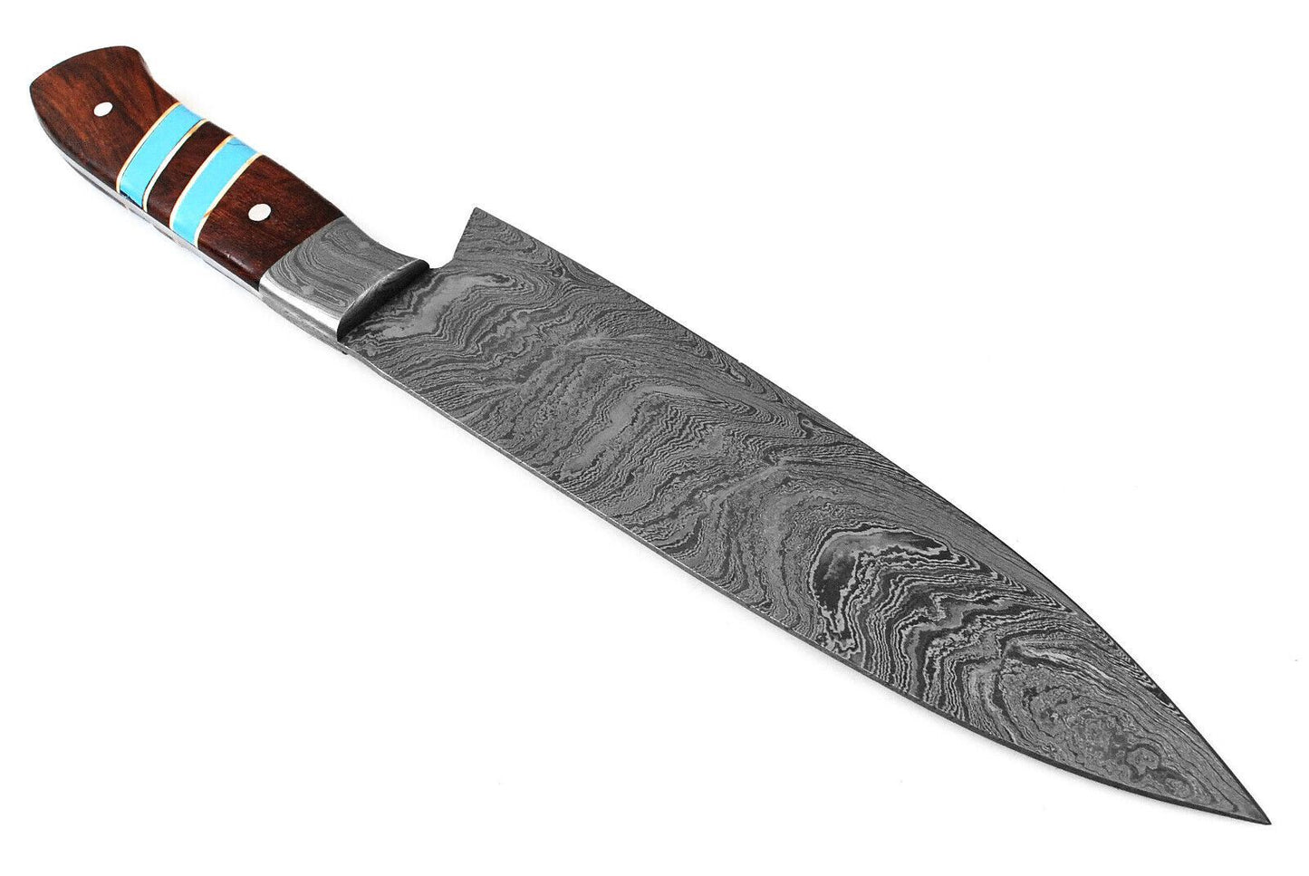 CUSTOM FORGED DAMASCUS STEEL CAMPING KITCHEN CHEF KNIFE WOOD HANDLE