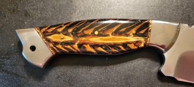 12 Inch Custom D2 Steel Bowie Chopper Knife with Pine Cone Resin Handle & Leather Sheath