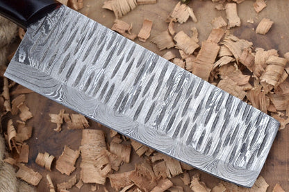 11” Custom Handmade Damascus Steel Chef Knife – Red & Black Raisin Thappa Handle