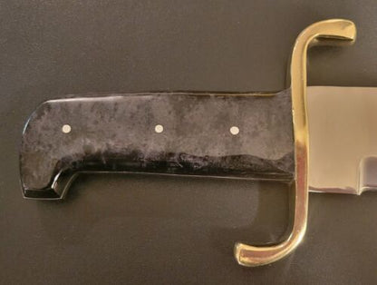 Handmade D2 Steel Outdoor Hunting Survival Bowie Knife | 16" Bull Horn Handle with Leather Sheath