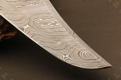 Heritage Forge 13 Inch Ladder Damascus Steel Bowie Knife with Micarta Handle for Hunting and Camping