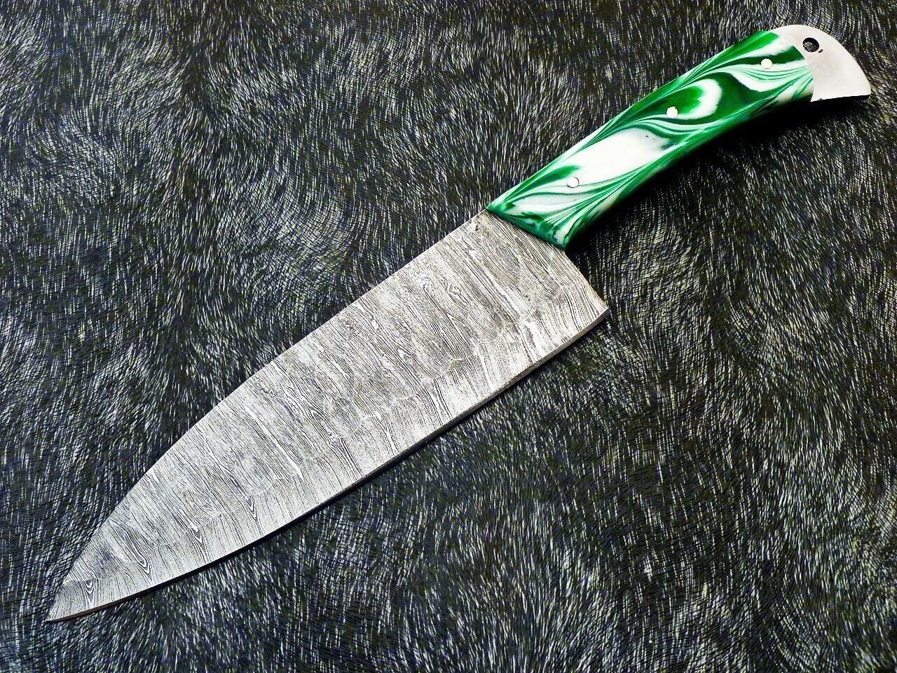 12" Custom Handmade Damascus Steel Chef Knife – Forged Kitchen Knife with Resin Handle