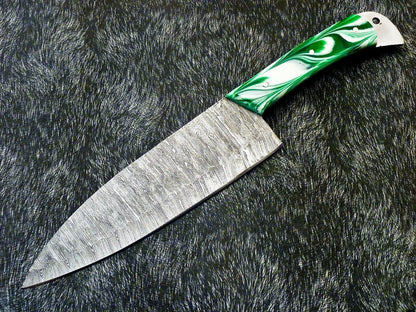 12" Custom Handmade Damascus Steel Chef Knife – Forged Kitchen Knife with Resin Handle