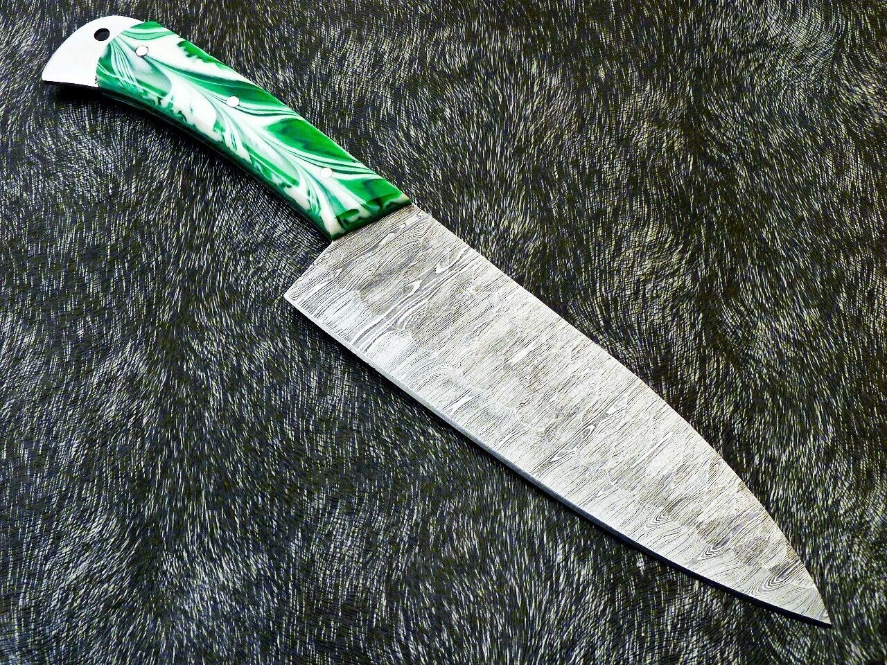 12" Custom Handmade Damascus Steel Chef Knife – Forged Kitchen Knife with Resin Handle