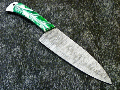 12" Custom Handmade Damascus Steel Chef Knife – Forged Kitchen Knife with Resin Handle