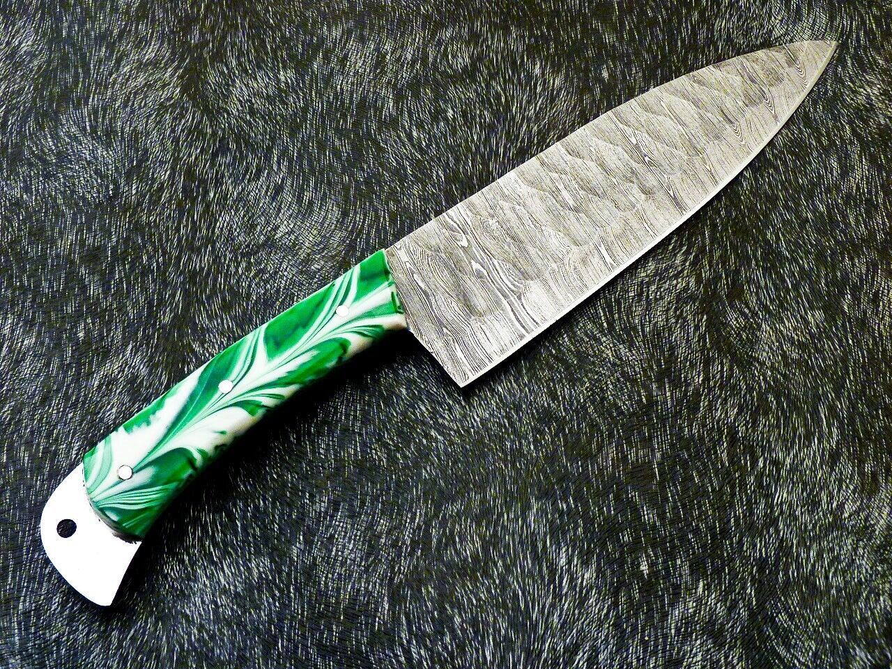 12" Custom Handmade Damascus Steel Chef Knife – Forged Kitchen Knife with Resin Handle