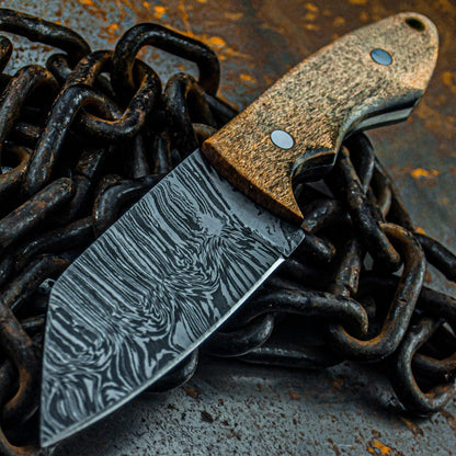 9" Tactical Damascus Bowie Knife with Wood Handle – Custom Handmade Hunting Knife