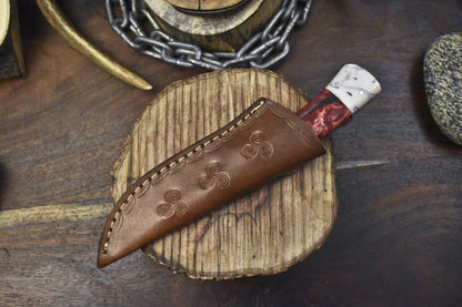 8" Handmade Twist Damascus Skinner Knife Corian Handle Wooden Bolster Sports Unique