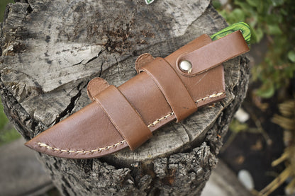 8.0" Twist Damascus Skinner Knife with Mixed Material Handle & Micarta Bolster – Handmade EDC Knife