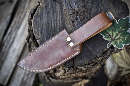 Custom Forged Skinner Knife with Gut Hook Twist Damascus Corian Handle for Hunting and Survival