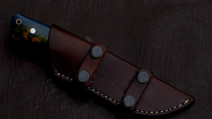 7" Everest Custom Handmade Full Tang D2 Steel Hunting Skinner EDC Knife Resin Handle with Leather Sheath