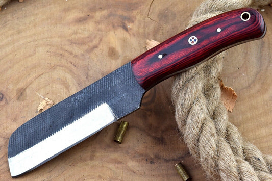 Handcrafted Carbon Steel Bull Cutter Knife With Sheath Custom Bull Cutter Knife for Hunting
