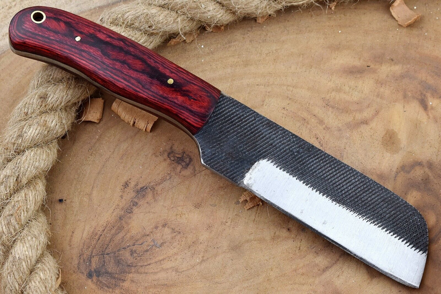 Handcrafted Carbon Steel Bull Cutter Knife With Sheath Custom Bull Cutter Knife for Hunting