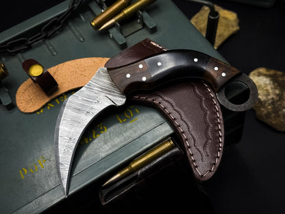 8" Hand forged Damascus Karambit Knife Best Karambit Knife with Horn Handle
