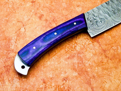 12" Professional Chef Knife – Handmade Damascus Blade Kitchen Knife with Hardwood Handle