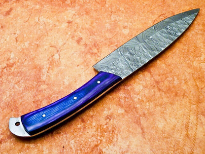 12" Professional Chef Knife – Handmade Damascus Blade Kitchen Knife with Hardwood Handle