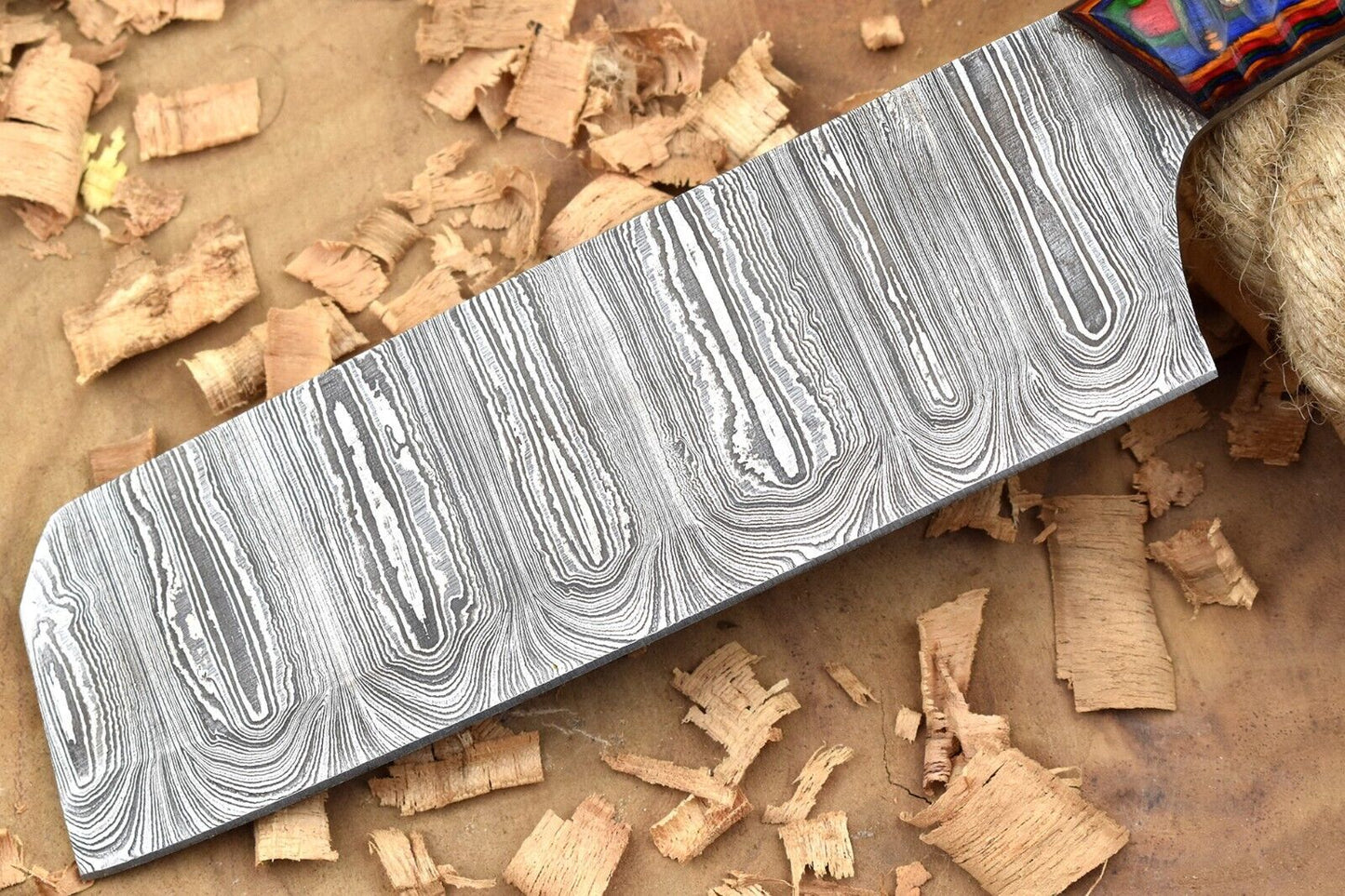 Custom Handmade Forged Damascus Steel Kitchen Chef Knife – 11" Multi Dollar Handle