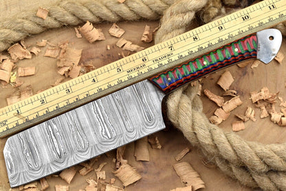 Custom Handmade Forged Damascus Steel Kitchen Chef Knife – 11" Multi Dollar Handle