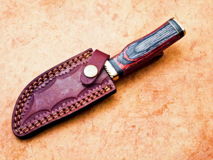 Heritage Forge 8" Handmade Damascus Steel Hunting Knife with Hardwood Handle