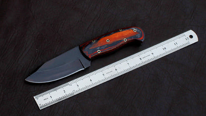 Custom Hand Forged 1095 Steel Skinner Knife | Fixed Blade Hunting Knife + Leather Sheath