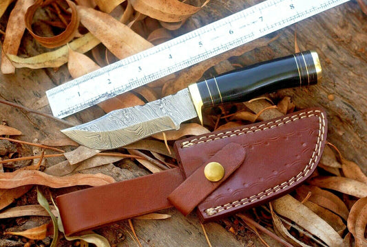8 Inch Handmade Damascus Bowie Knife with Resin and Brass Handle